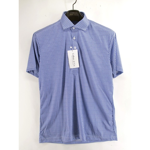 Collars and Co Collar Polo Size Small Blue Geometric Short Sleeve
